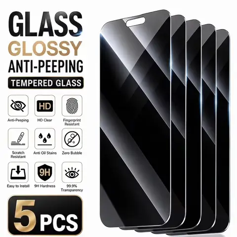 1-5Pcs 360° Anti-Spy Tempered Glass Screen Protector For iPhone 18 Pro Max Duo 17 16 15 13 14 Pro Max Privacy Protective Film