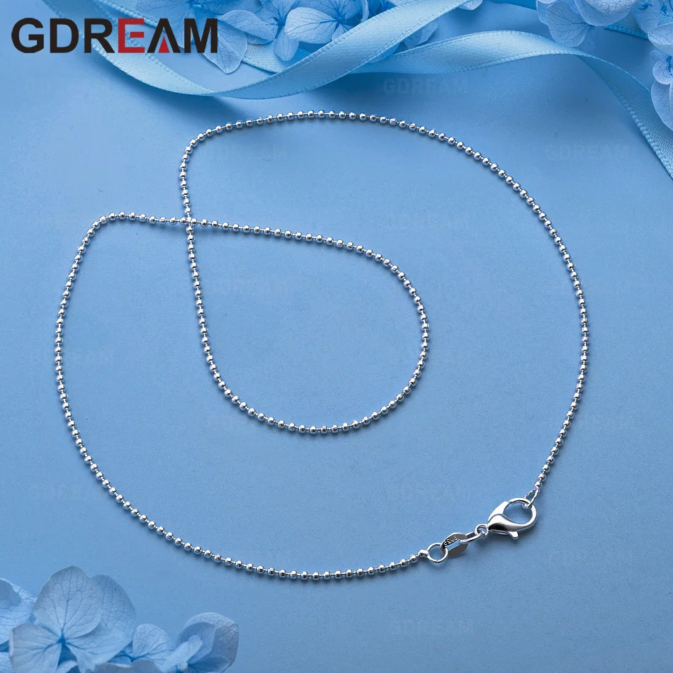 GDREAM Колье из стерлингового серебра 925 пробы с гладкими круглыми бусинами 2 мм, повседневный аксессуар для женщин, простое и элегантное украшение.