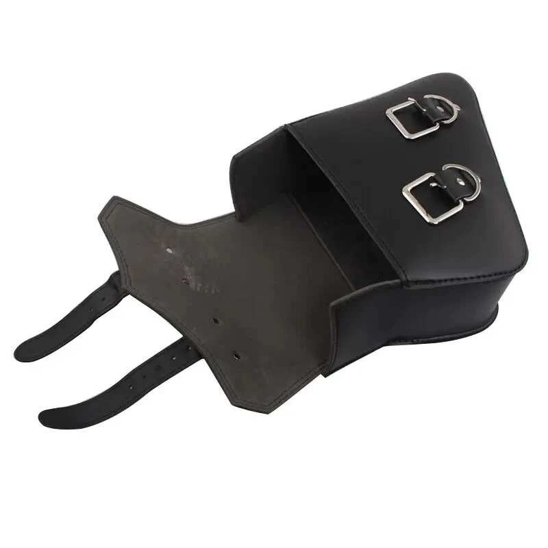 Black Universal Motorcycle Storage Side Saddle Bags PU Leather Swing Arm Tool Bag For Harley Sportster XL883 1200