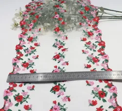 20Yards Red Lace Trim Embroidery Lace Fabric Hand Made Sewing Craft DIY Lace Triming For Clothing Accessories