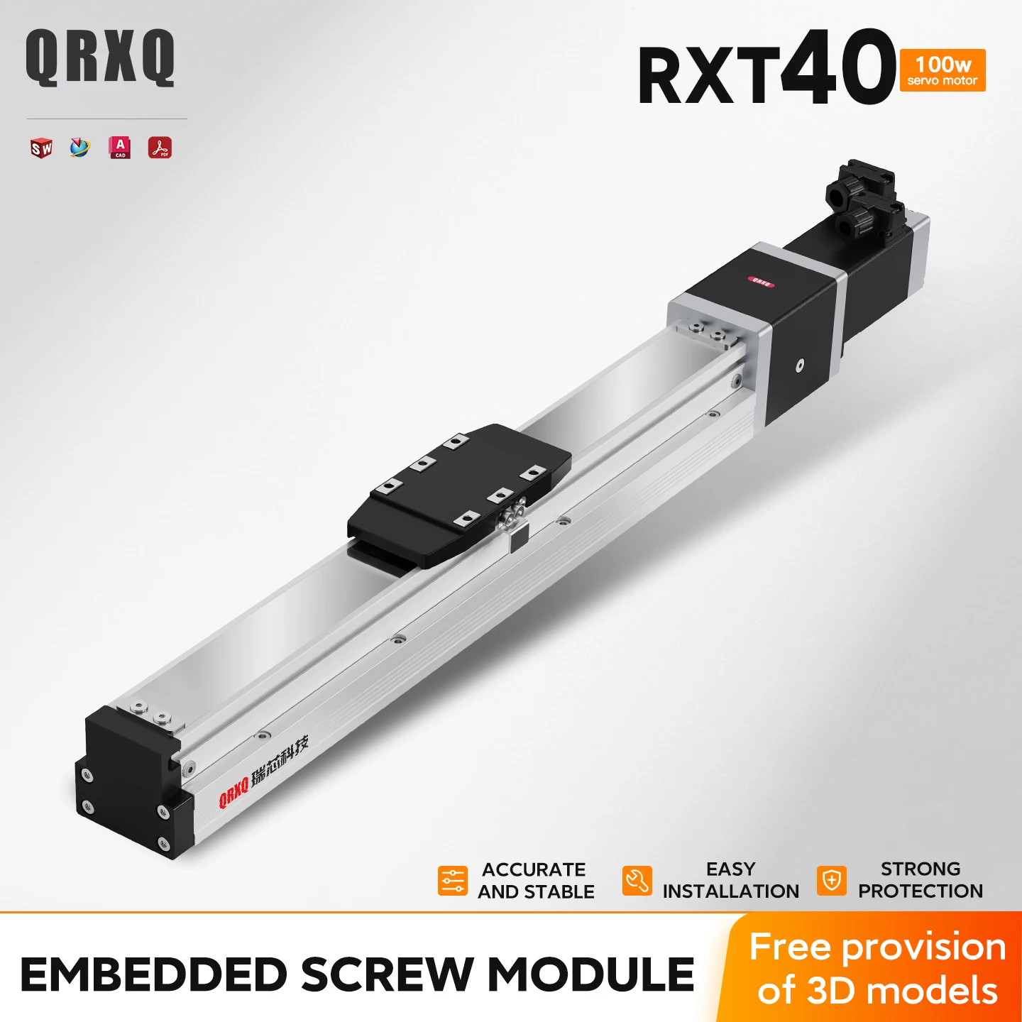 RXT40 Ballscrew Linear Module Actuator Precise Guide Slide 50MM--800mm with SERVO Motor for Automatic Rail Branches Chopper