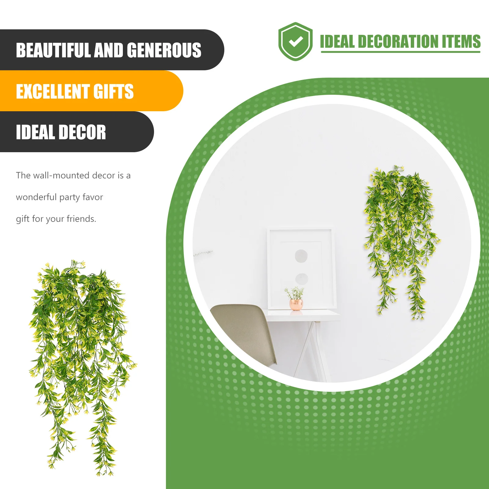 

2Pcs Lifelike Rattan Pendant Wall Mounted Fake Plant Vine Party Decor Indoor Plants Artificial Rattan Pendant Plastic Vine Plant