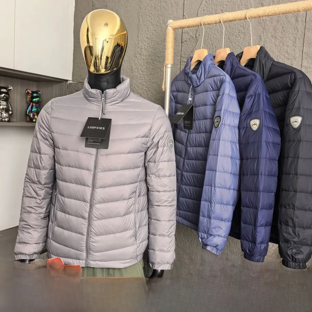 

Men's Faion Stand Collar down Jaet Lightweight Warm 90 White Du down New Autumn Winter Polyester Fiber Casual Sle