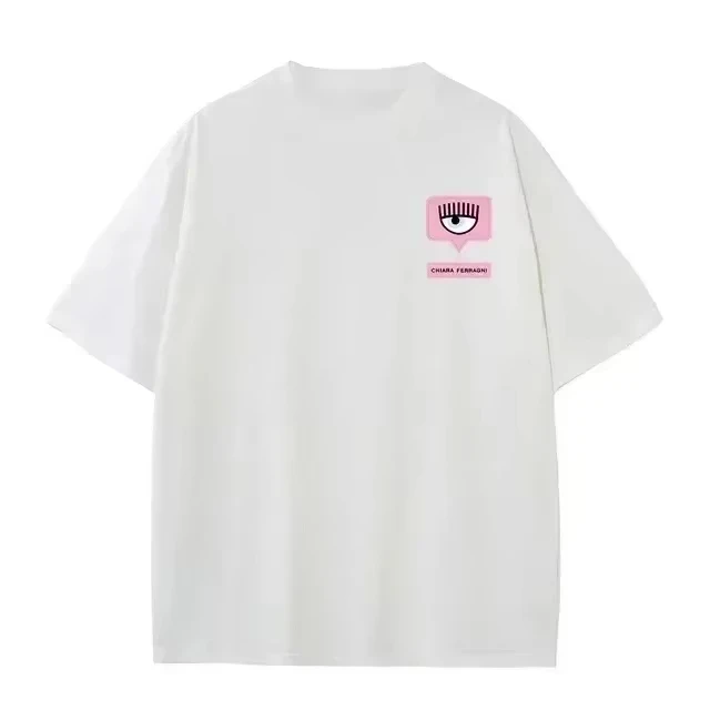Cool FerragniES Eyes C-Chiara Print Women's Classic T-Shirt Short Sleeve Plus Size Loose T-Shirt Women's Summer Cotton Clothing