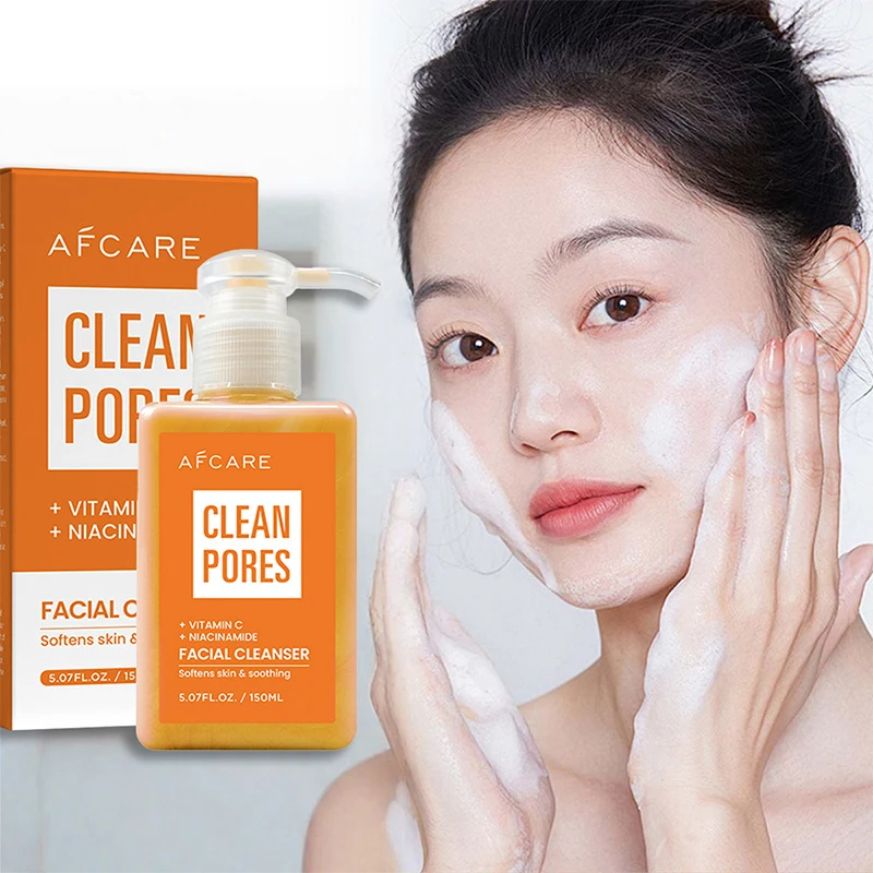 

Очищающее средство для лица с витамином С, ниацинамид, глубоко очищающее, увлажняющее, удаление черных точек, смягчающее кожу, успокаивающее пенящееся средство для умывания лица