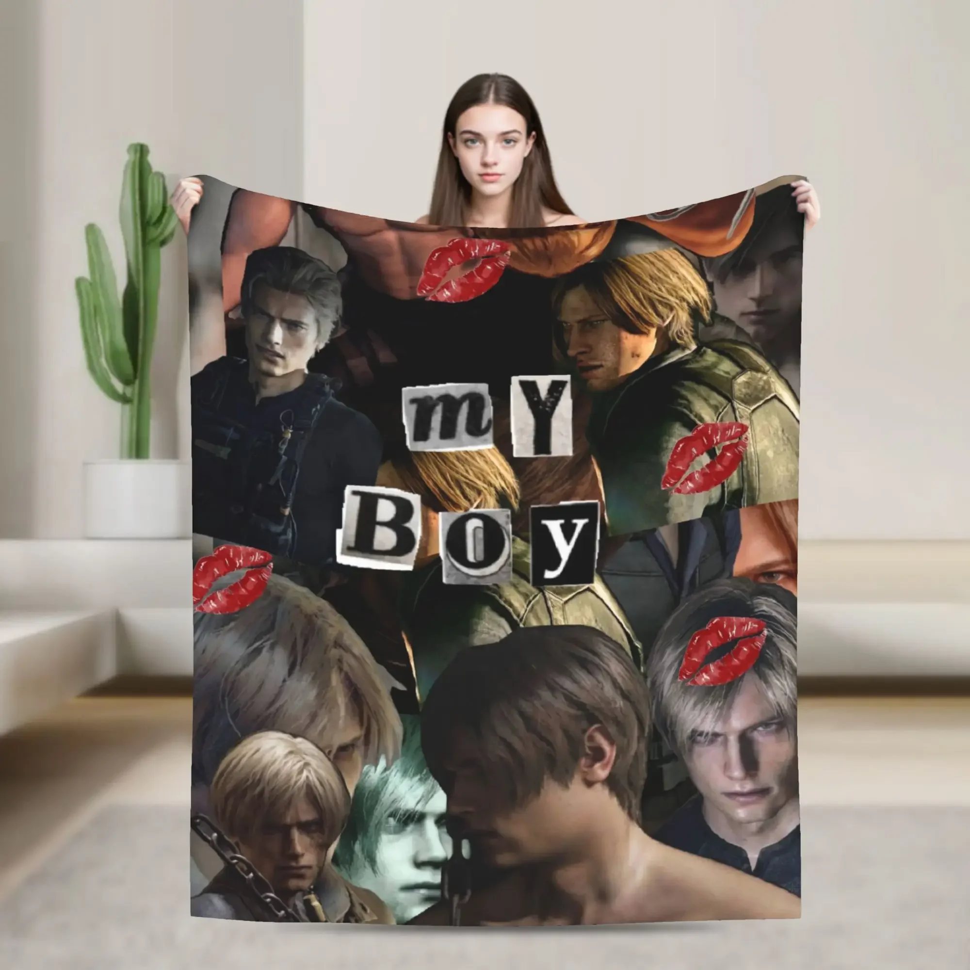 

Leon Kennedy Collage Plush Blanket for Girls and Boys Soft Flannel Bedding Throw for Bedroom Warm Customized Bedspread Perfect