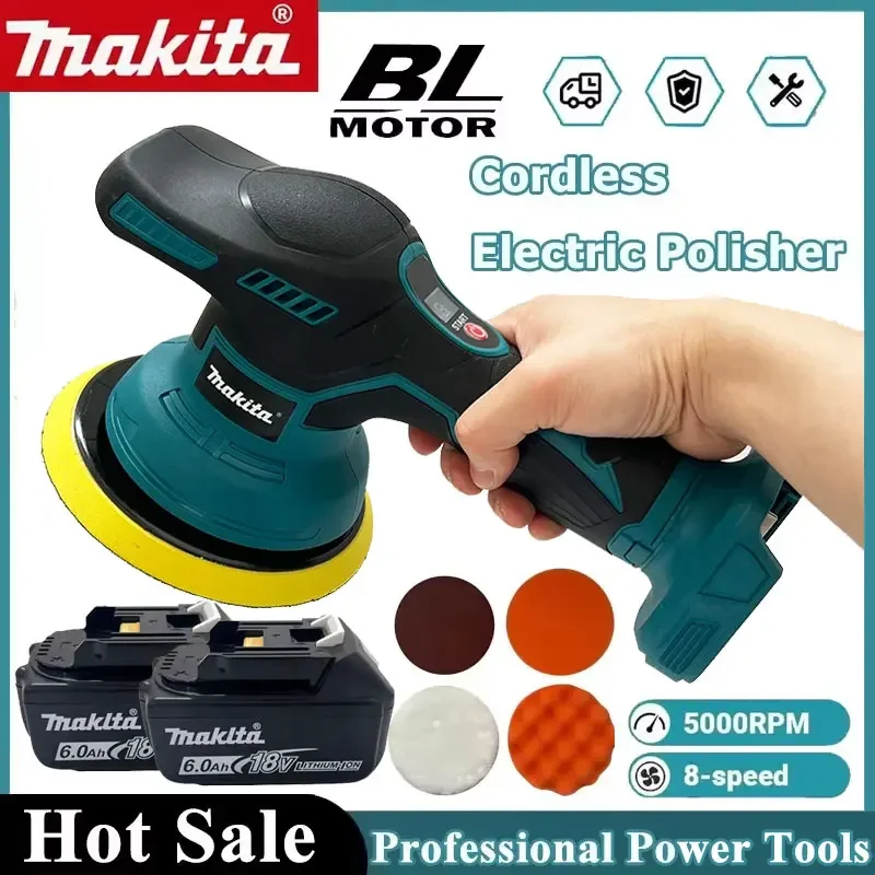 

Беспроводная полировальная машина Makita с 8 скоростями и цифровым дисплеем, электрическая полировальная машина для вощения и полировки автомобилей, электроинструмент для аккумуляторов 18В