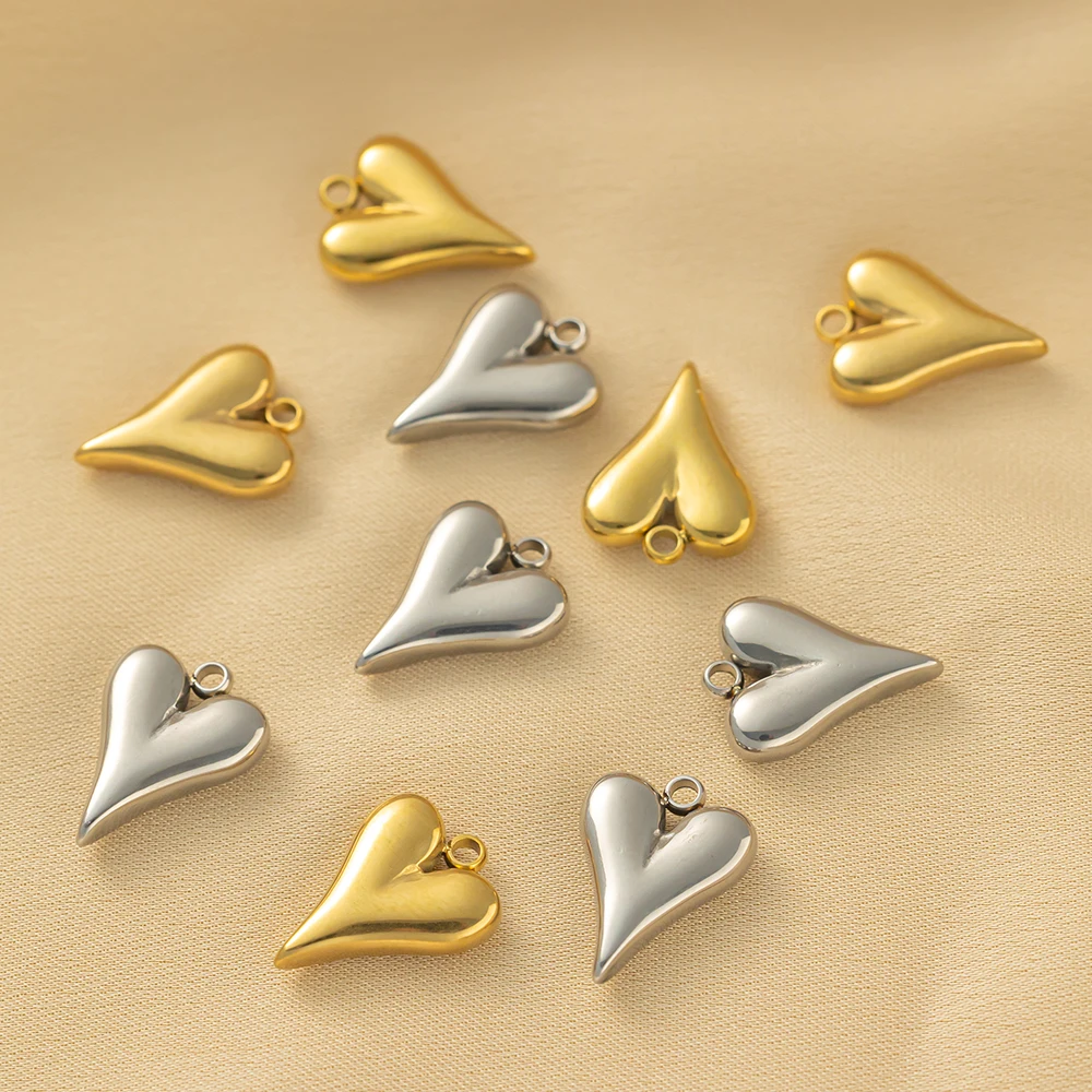 5 Stück/Set Edelstahl Herzförmige Anhänger für Handgemachten DIY-Schmuck, Halsketten, Ohrringe, Zubehör und Bastelmaterial – Detail 2