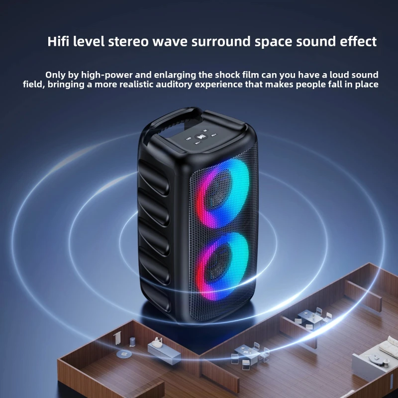 HI-FI 3D サラウンドサウンドポータブルスクエアダンスカラオケワイヤレス Bluetooth Caixa De Som 屋外スピーカーサポートカード挿入 USB