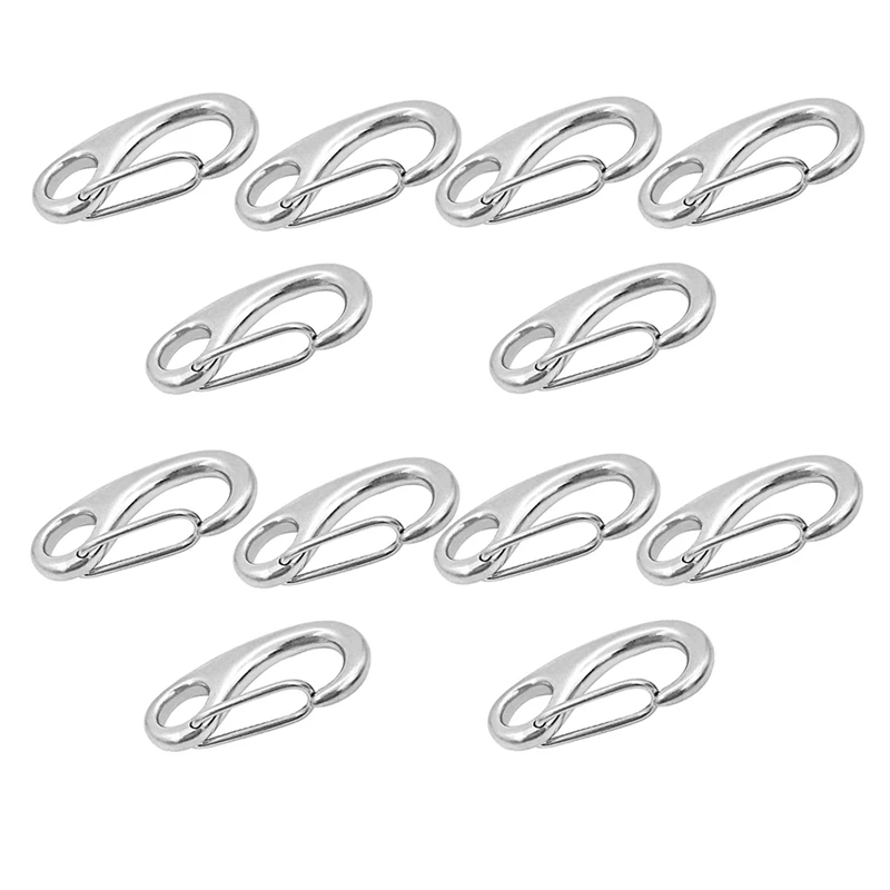 10Pcs Egg Shape Spring Snap Hooks Marine Stainless Steel Multifunctional Hiking Camping Belt Carabiner