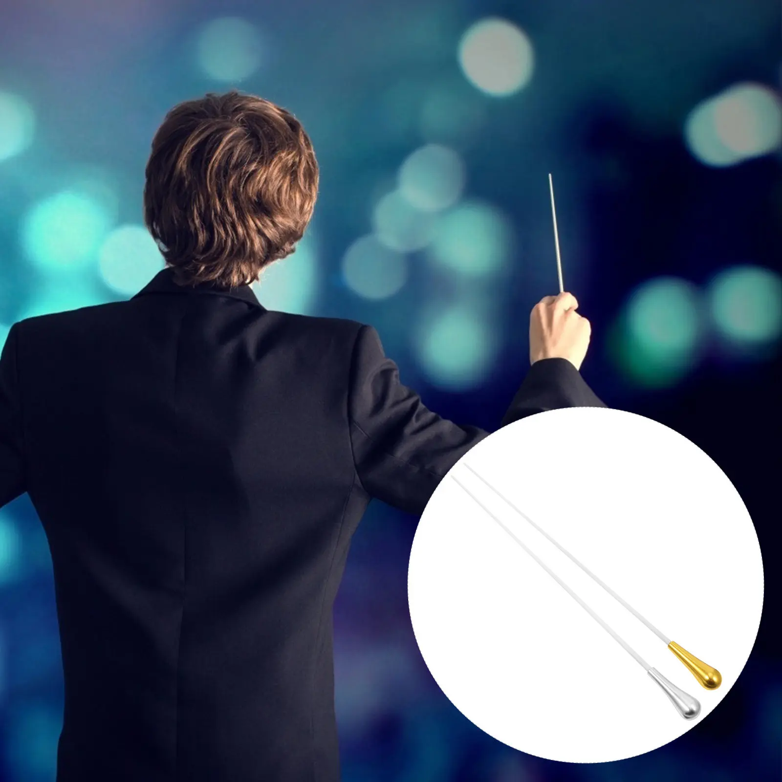 

2Pcs Music Baton Metal Conducting Baton Long Handle Comfortable Orchestra Conductor Gift Performance Concert Accessory