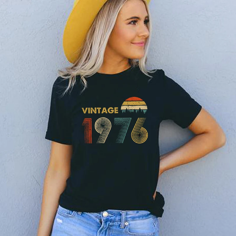 Vintage 1976 Women T Shirt 48th Birthday Gift Idea for 48 Years Old Dad Grandpa Mom Grandma Unisex 70s Retro Classic Tshirt