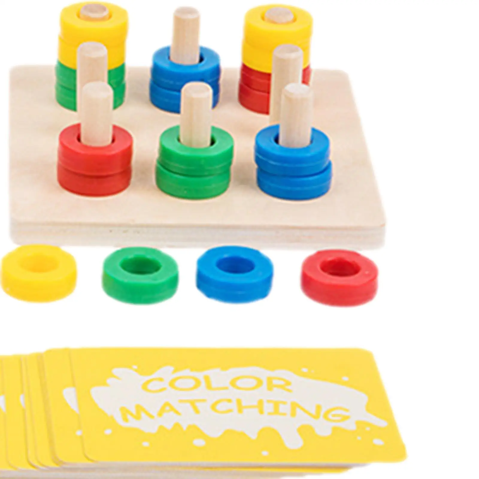 Wooden Sorting Stacking Toys Wood Color Recognition Puzzle Stacker for Girls Boys