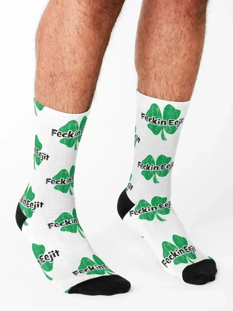 Feckin Eejit feckin eejit Socks crazy halloween christmas gift short Ladies Socks Men's