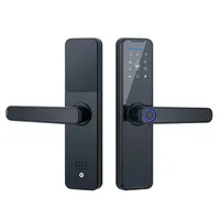 Tuya APP TTlock Wireless Remote Control Smart Door Lock Biometric Fingerprint Smartlock With USB Charging Black