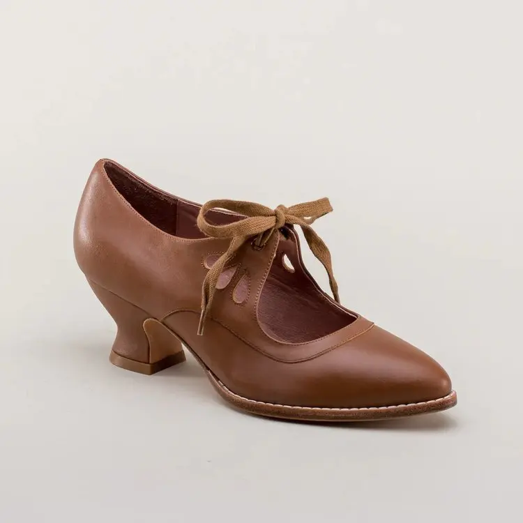 Damen Vintage Schnürschuhe mit niedrigem Absatz, viktorianische Hochzeitsschuhe, Renaissance-Kostümschuhe, Schmetterlingsflügel-Spitzenschuhe – Detail 2