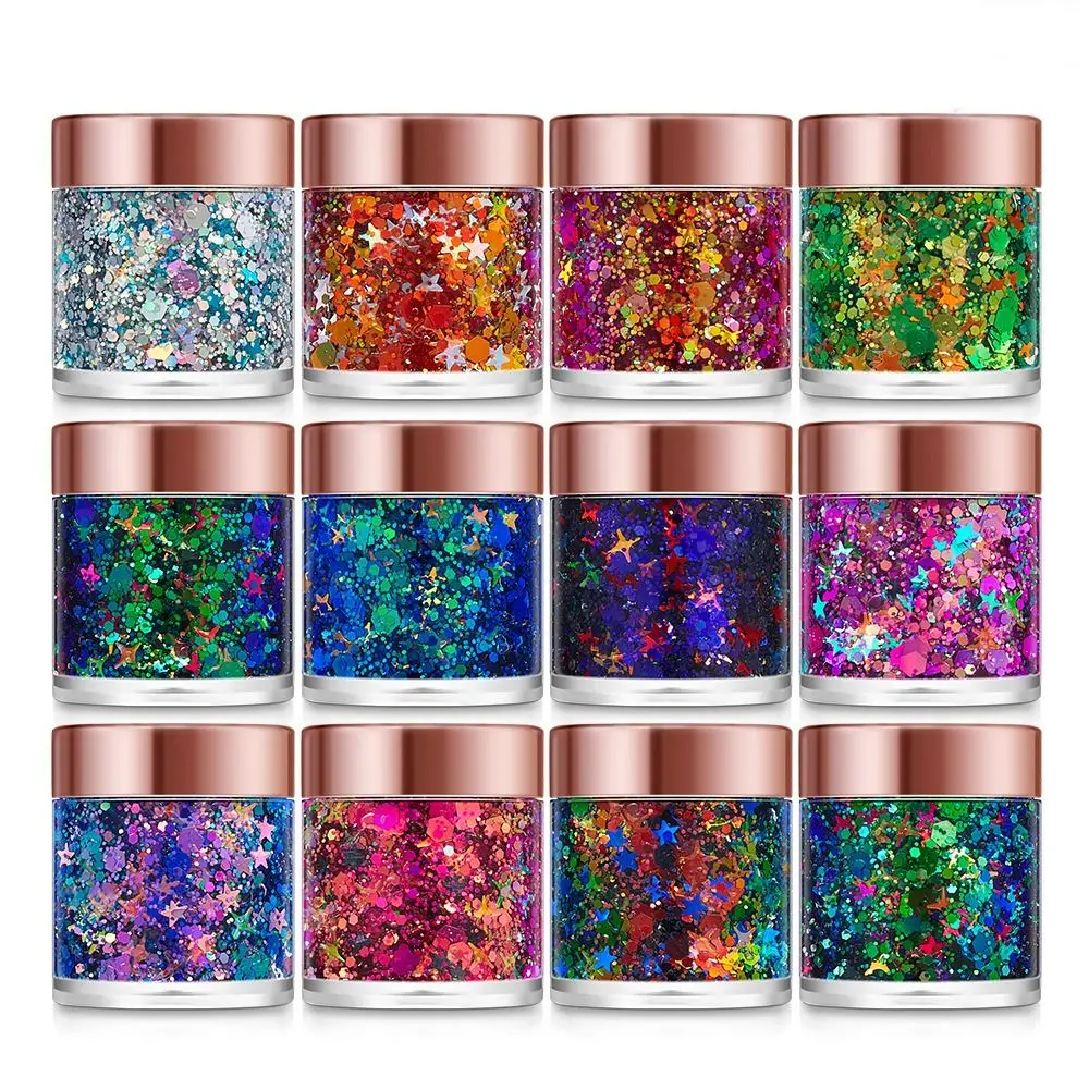 New Mermaid Looks Body Face Glitter Gel Shining Long-Lasting Body Glitter Gel Body Makeup Gel Ideal for Concerts Festivals Raves