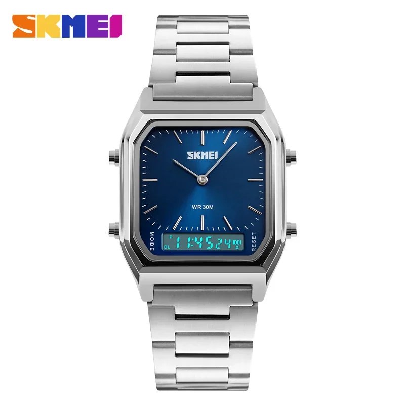 SKMEI 1220 Luxury Quartz Mens Wristwatches LED Dual Display Sport Electronic Waterproof Digital Watch for Men 1612 Reloj Hombre