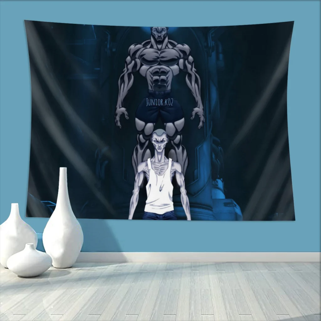 Jack Bedroom Tapestry Baki Hanma Yujiro Manga Background Hanging Covering Wall Arts Decor Aesthetic Beach Mat