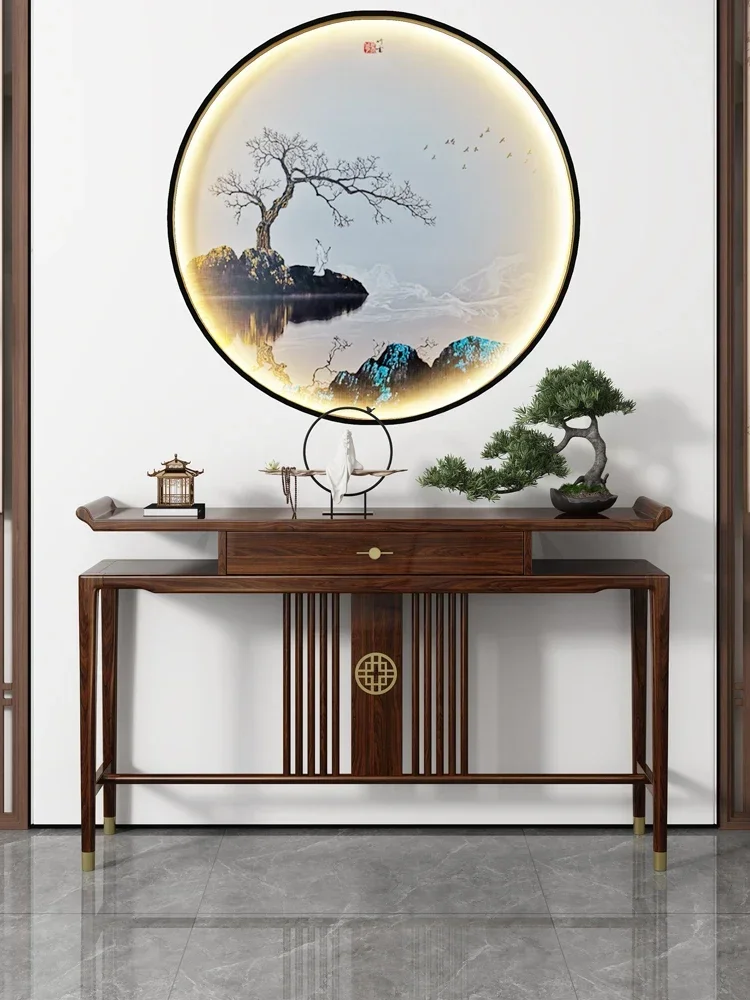 غرفة معيشة على الطراز الصيني الجديد، خزانة مدخل خشبية من خشب Ugyen الصلب الضيق للغاية #4