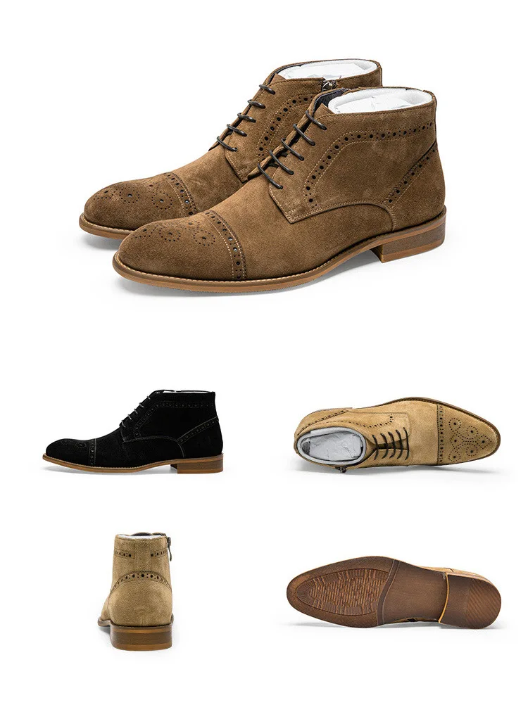 Botas de cuero genuino formales personalizadas para hombres, zapatos de vestir de negocios, alta calidad