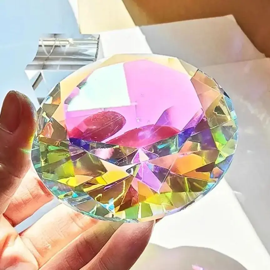 30-80mm AB Colorful K9 Crystal Diamond Beautiful Decorative Rainbow Maker Prism Glass Diamonds 1pc