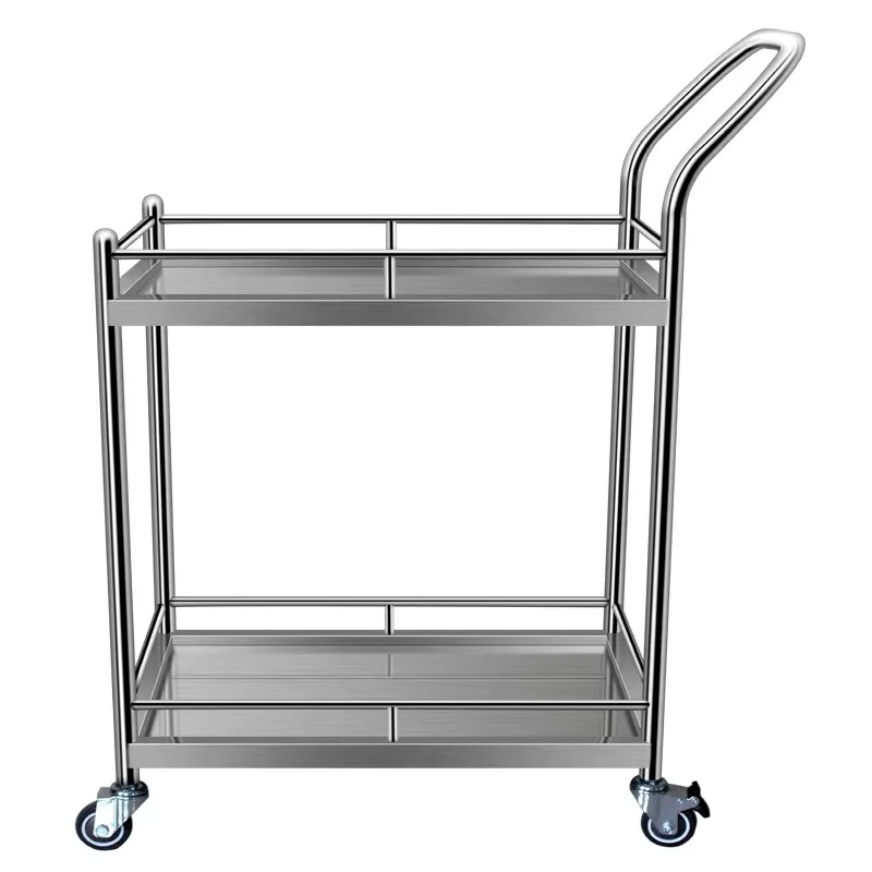 Stainless Steel Double-layer Laboratory Cart Care Equipment Trolley Anti-static Cart 304 Non-magnetic Thickened Model TC18