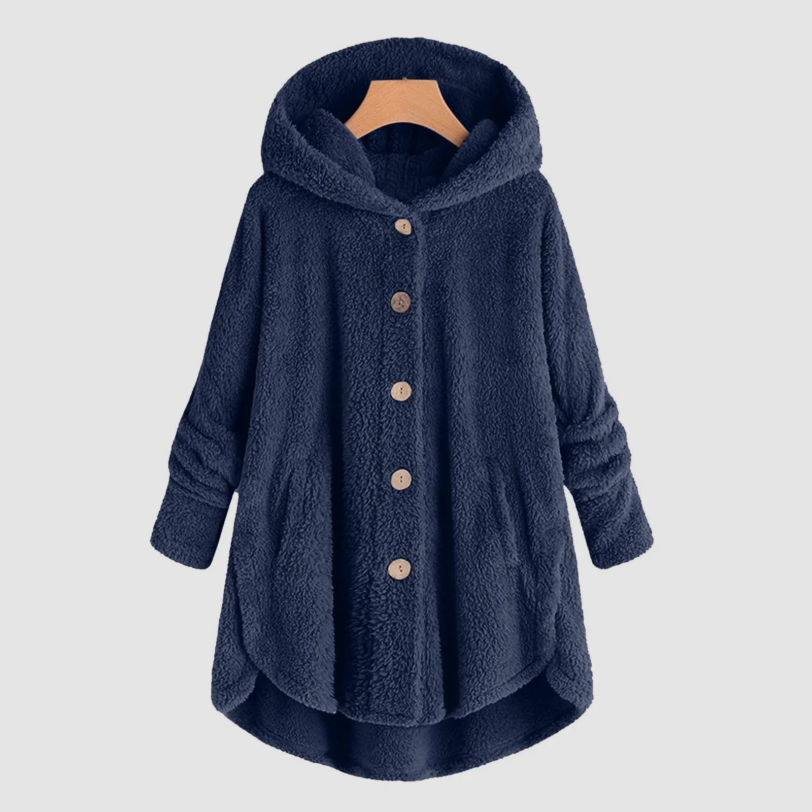 Jas Met Capuchon Voor Vrouwen Kleding 2024 Herfst Winter Overjas Dames Effen Mode Zwarte Bovenkleding Elegant Dames Fleece Jas