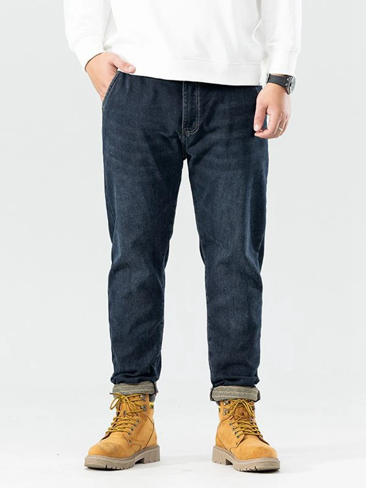 

Thick casual plus size jeans in autumn and winter 38-48 fashion men's loose elastic tide brand plus fat plus size jeans.
