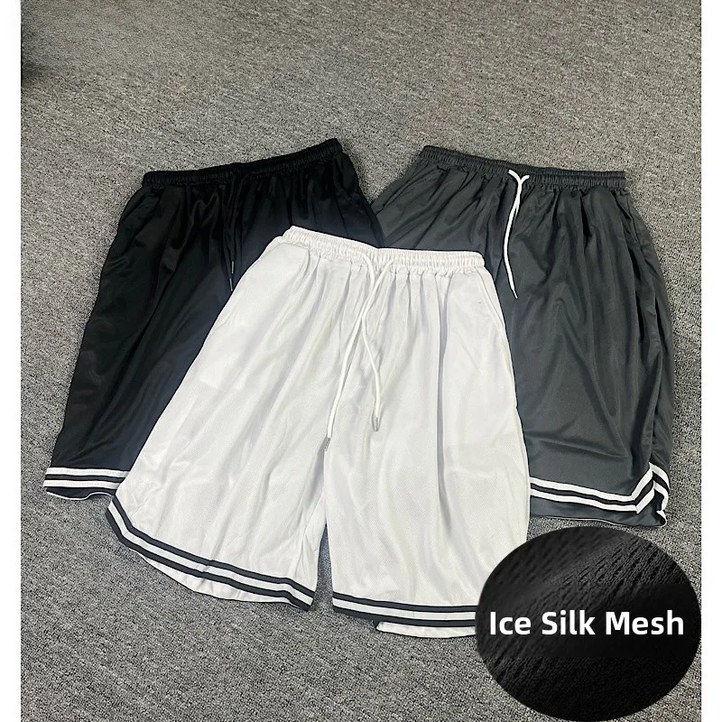 

Ice Silk Qui Dry Thin Summer Sport orts Мужские свободные повседневные пляжные брюки со средней талией, прямые брюки, длина для активного отдыха