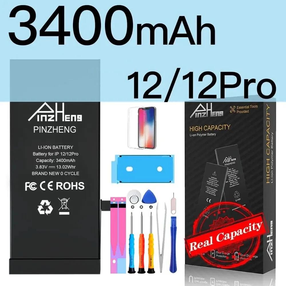 PINZHENG Real High Capacity Battery For iPhone X XR XS 11 12 13