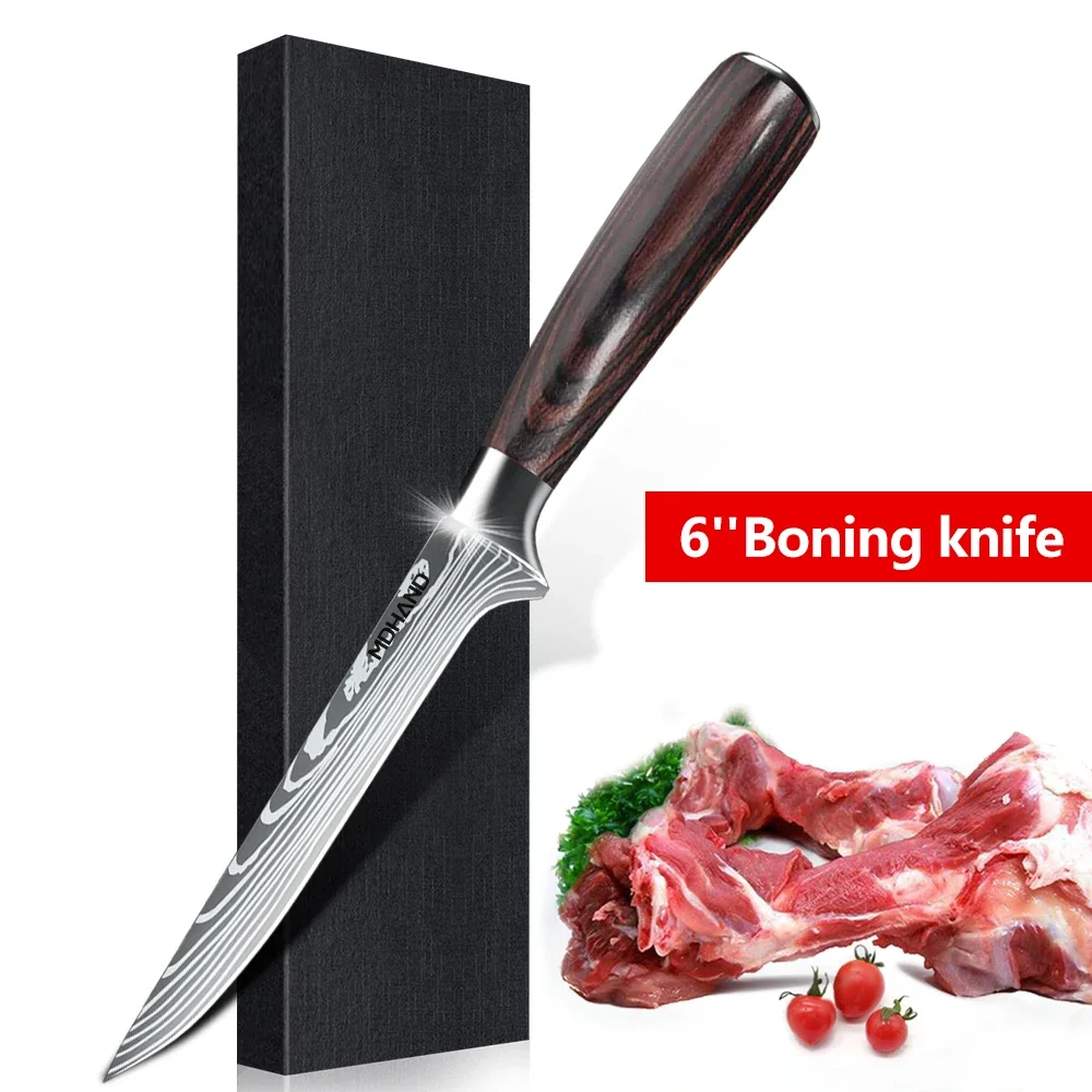 6 Inch Kitchen Boning Knife Stainless Steel Meat Cleaver Fruit Paring Knife Hand Handle Pork Beef Sheep Fish Cutting Knives