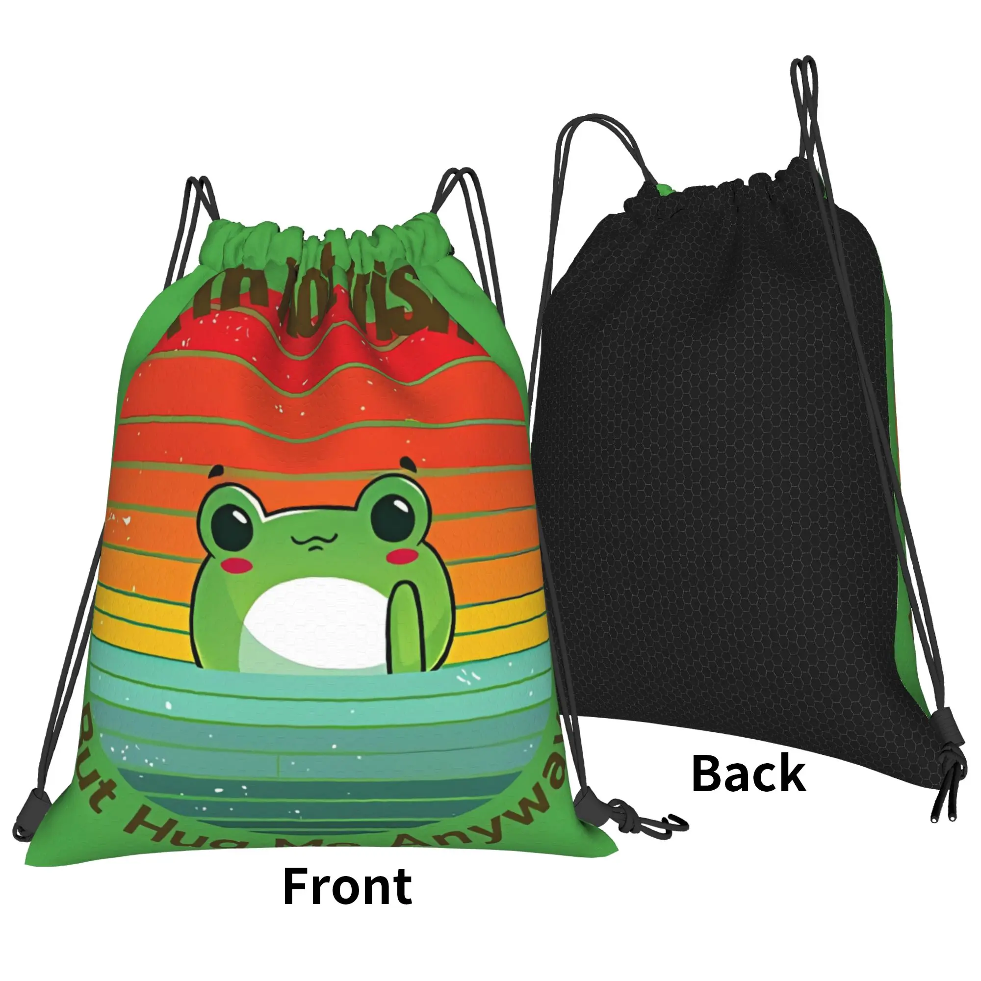St Patricks Day I'm Not Irish, But Hug Me Anyway Cute Frog Portable Travel Riding Gym Drawstring Storage Sporty Backpacks