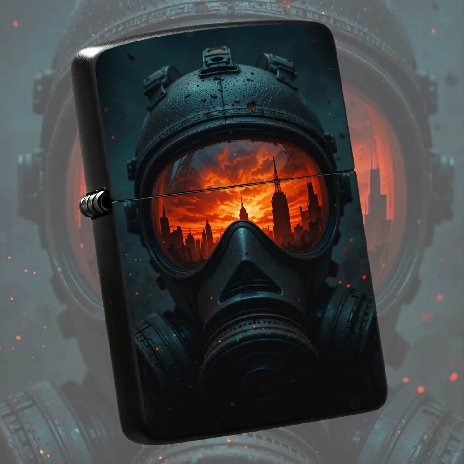 Cyber Apocalyptic City Sunset Themed Portable Lighter, Trendy Atmospheric Daily Carry Item, Ideal For Gifting, Display, Outdoor Emergency, Multi-Scene Compatible Exquisite Practical Accessory With Distinct Artistic Flair A Humorous And Inte