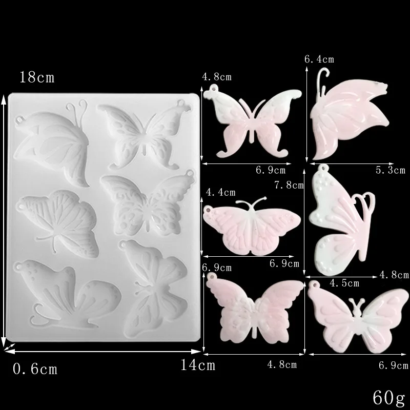 Butterfly Silicone Mold Candle Resin Glue Fondant Chocolate Cake Rim Home Decoration Wedding Party Handicraft Casting Print Mold