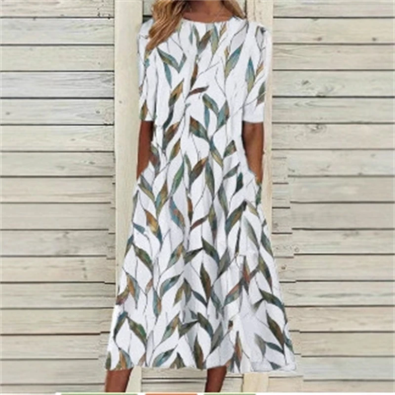 Abito lungo con stampa digitale Donna 2025 Primavera Estate Vestibilità ampia Casual Manica lunga Abito oversize stile Boho colorato