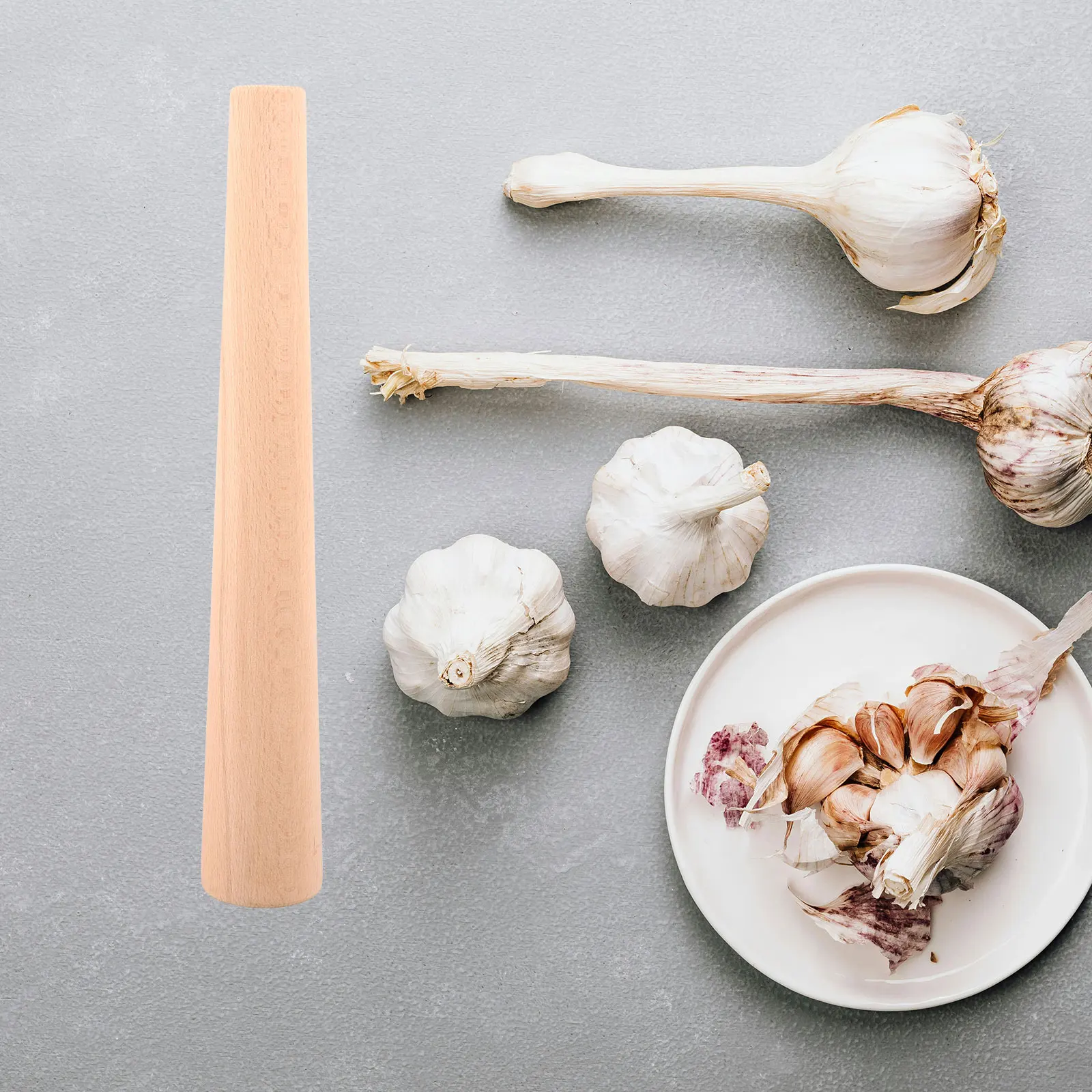 

Beech Wood Grinding Rod 44x300mm Lightweight Kitchen Utensil Garlic Mash Stick Potato Masher Sauerkraut Crusher Manual