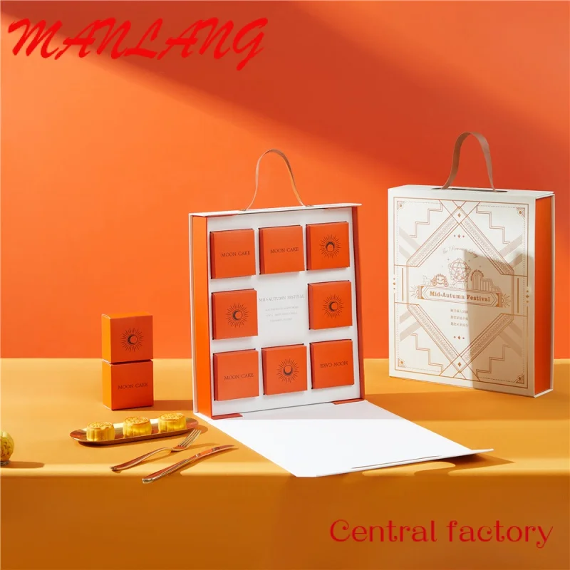 Custom  Luxury Customized Logo Printing Portable Folding Mooncake Boxes Packaging Colorful Mooncake Gift Boxes