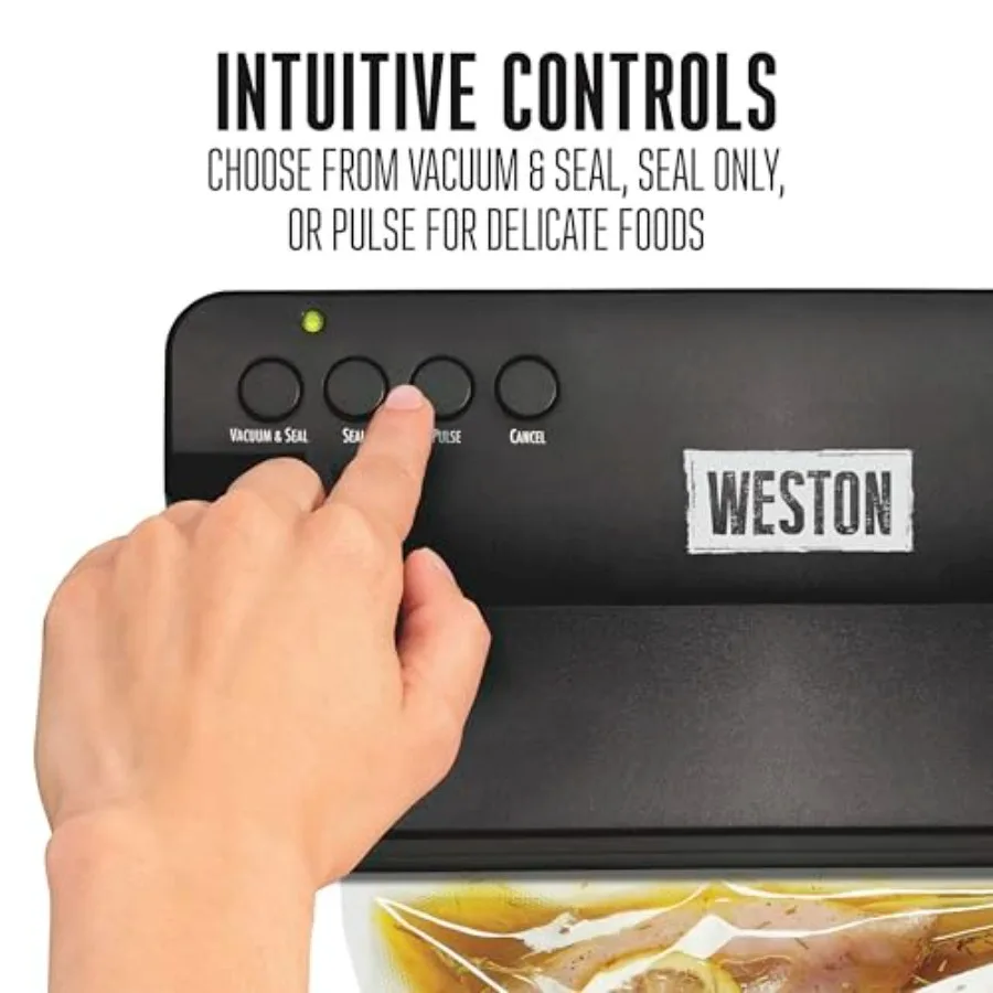 Compact Food Vacuum Sealer Machine with Powerful 23 Hg Pump for Bags Up to 11 Wide 100 Watts Includes Corner Guides for Easy Al