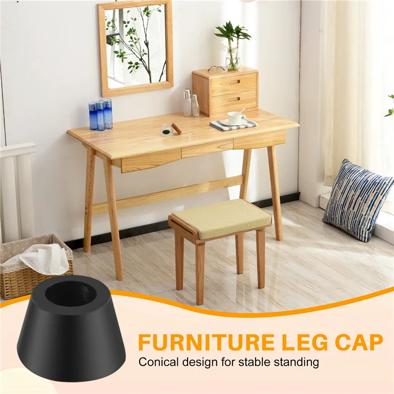 20PCS Black Chair Couch Table Rubber Furniture Leg End Caps 16Mm Dia