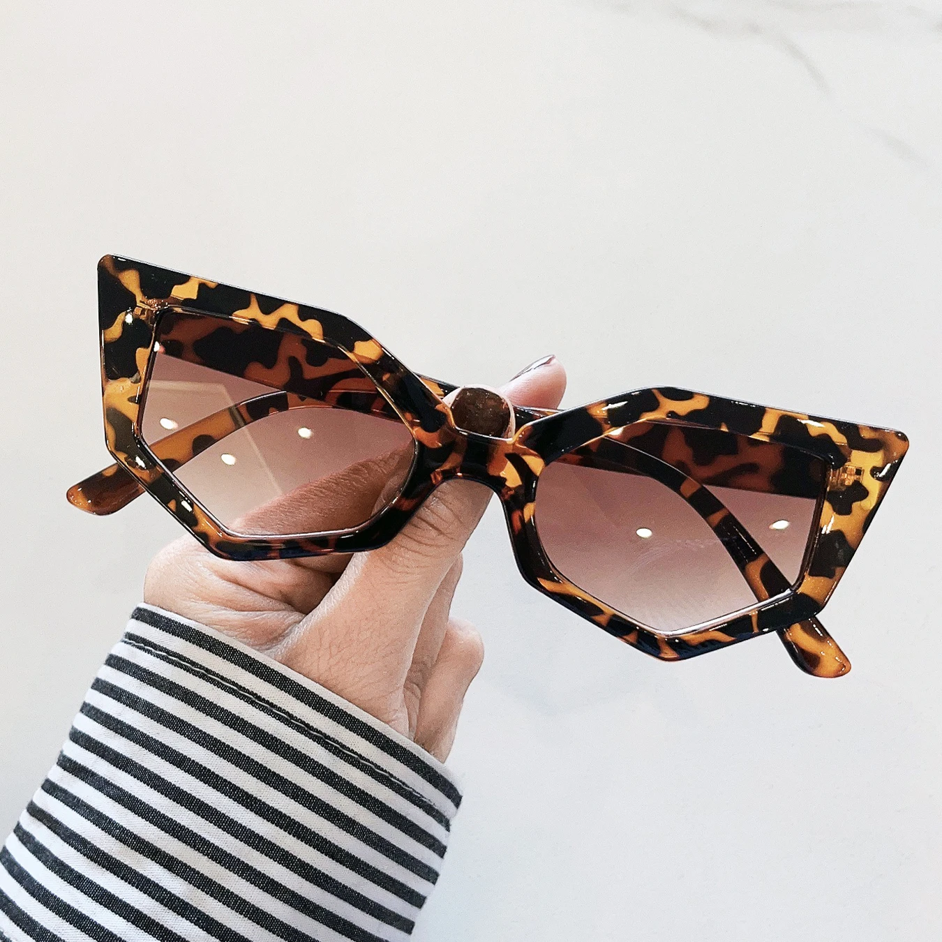 Fashion Geometric Cat Eye Frame Sunglasses Trends 2025, New Personality Travel Accessories for Women & Men