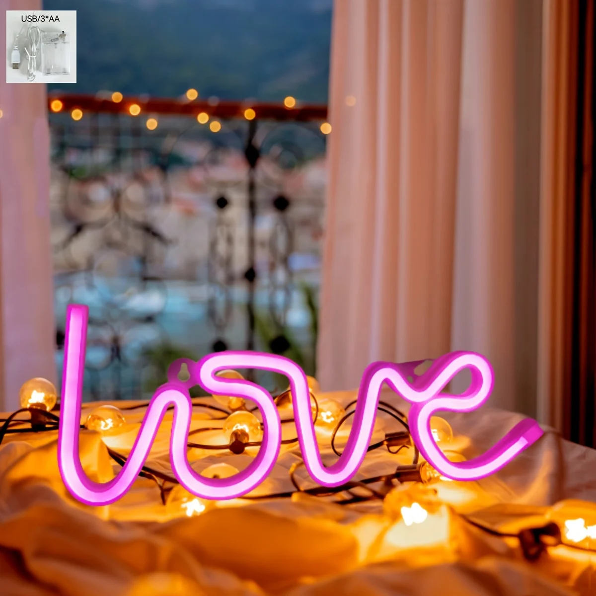 

1 шт., неоновая лампа в форме любовного листа, двойной источник питания через USB или 3 батарейки Aa, в комплект входит крючок, подходит для исповеди ко Дню святого Валентина, свадьбы, украшения комнаты, украшения стен для праздничной вечеринки (батарея в