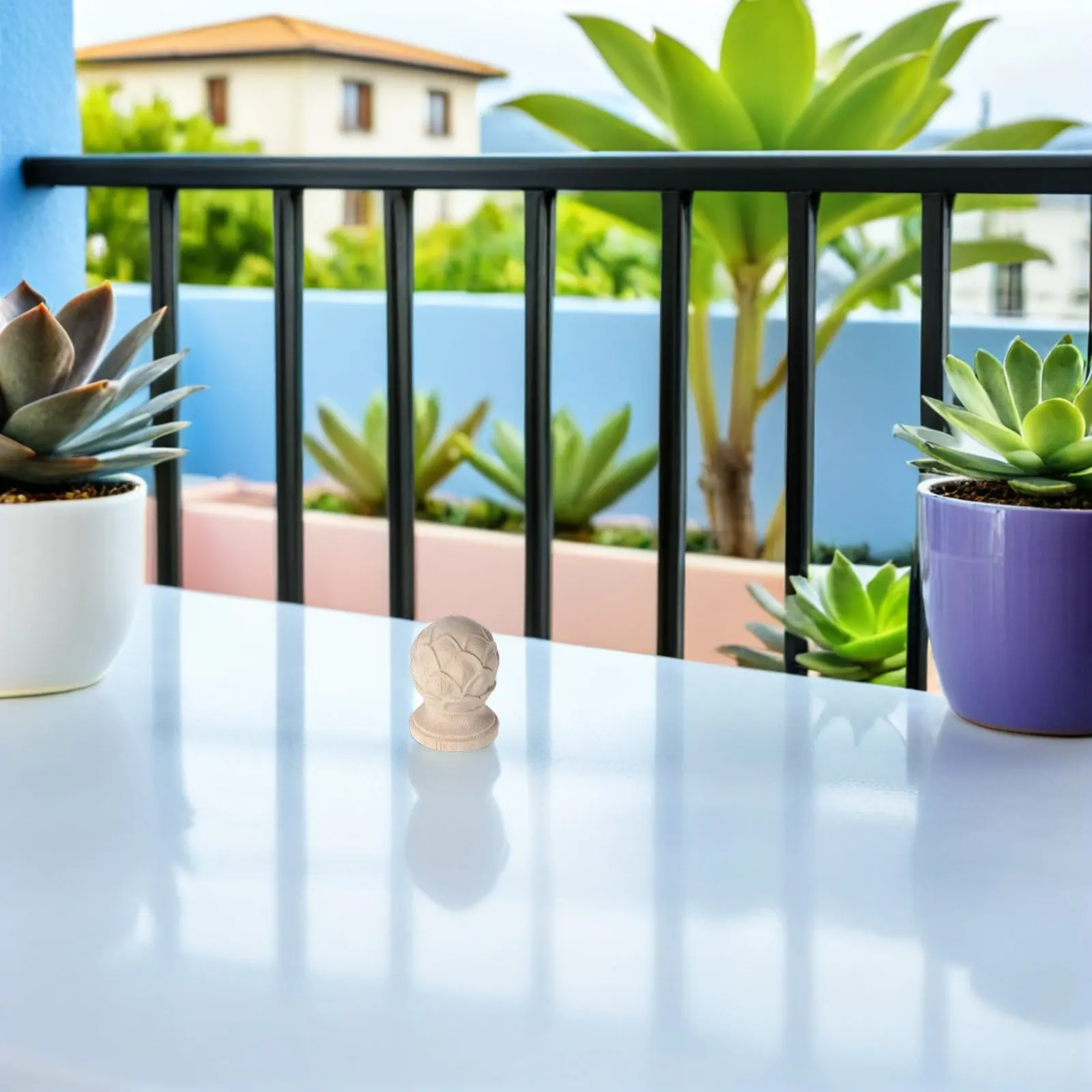 

2Pcs Elegant Lotus Carved Wood Finials 1.7in X 2.36in Bed Post Caps Stair Post End Caps Fence Finial Wood Toppers Decorative