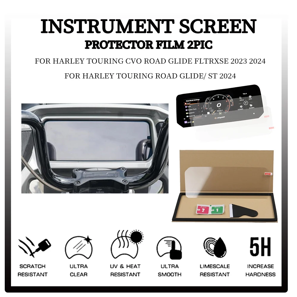 

Motorcycle Instrument Screen Protector Film Sticker 2PIC Accessories For Harley CVO Road Glide FLTRXSE 2023 2024 Road Glide/ ST