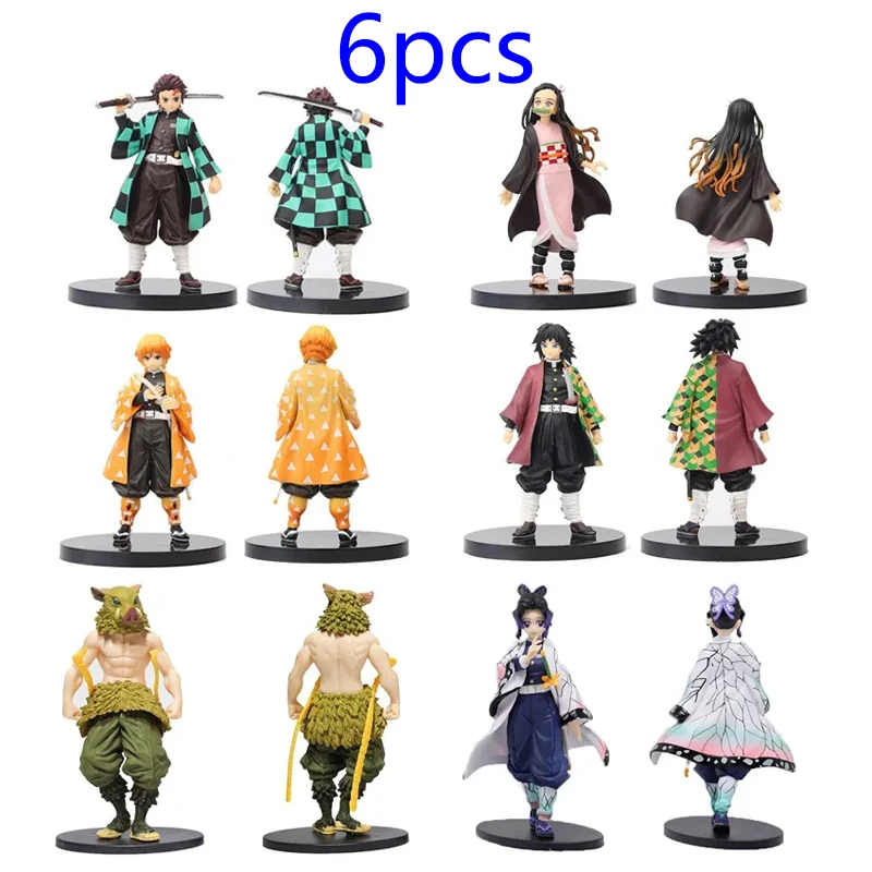 6pcs/set Anime Figure Demon Slayer Action Figure Warrior PVC Statue Collection Collectible Model Toy Kids Christmas Gift