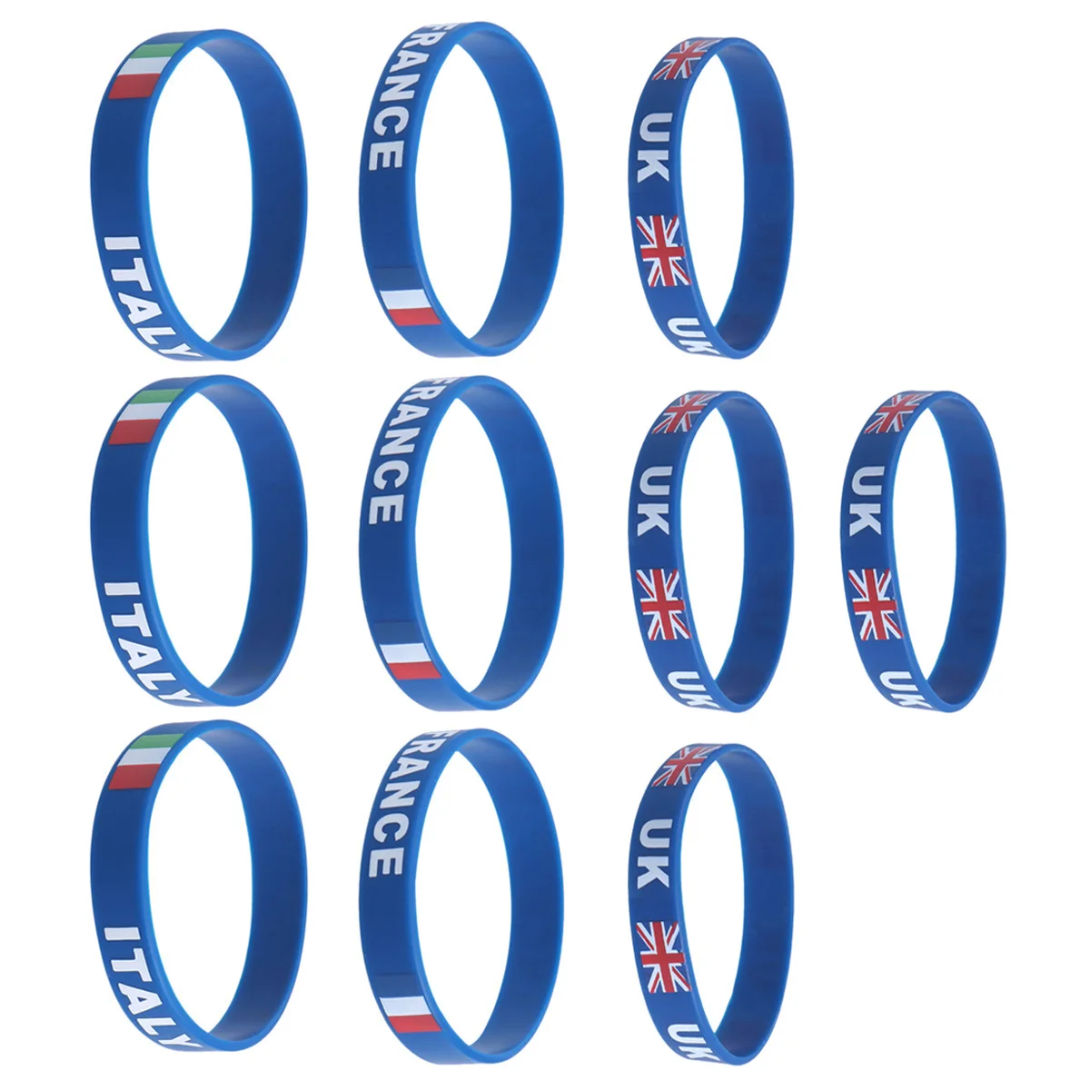 

10Pcs Eco-Friendly Silicone Wristband Premium Soft Country Flag Printed Bracelet for Sports Games Football Match Support Belgium