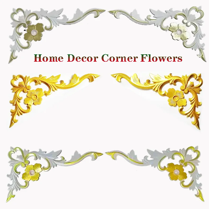 Home decoration background wall border flower living room ceiling border corner flower European hollow carving imitation wood ca