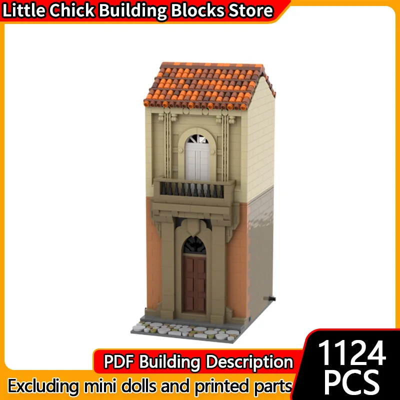 Street View Model MOC Building Bricks Italian Street Architecture Modular Technology Children Holiday Gifts Assemble Toys Suit