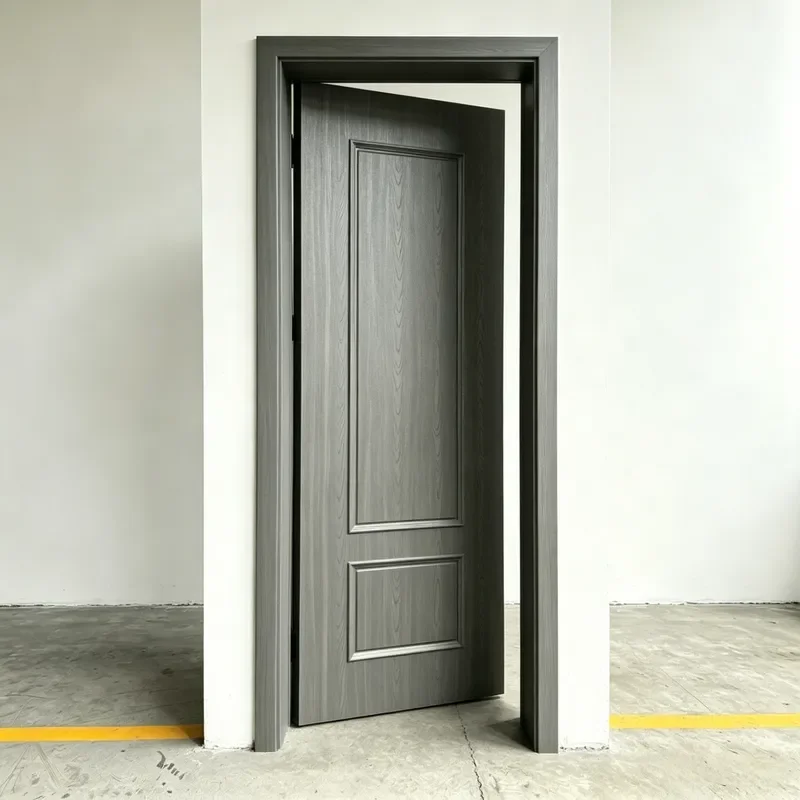 for Solid Wood Composite Paint Free Door Sound Insulation Interior Door for Bedroom Guest Room with Buckle Line Design