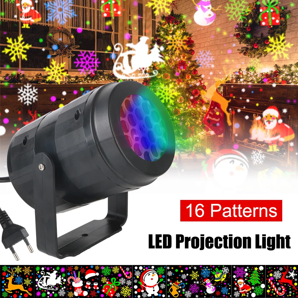 Dla Chrimas przyjęcie świąteczne światła projekcja ledowa lasera AC 85V-260V 16 wzory automatyczne oświetlenie RGB wtyczka ue